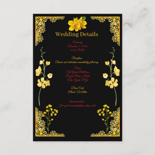 Black and Gold Wedding Enclosure Card エンクロージャーカード (正面)