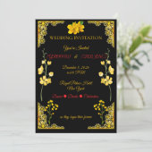 Black and Gold Wedding Invitation 招待状 (スタンド正面)