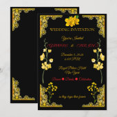 Black and Gold Wedding Invitation 招待状 (正面/裏面)