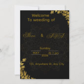 Black and Gold Wedding Invitation | Elegant Luxury 招待状 (正面)