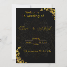 Black and Gold Wedding Invitation | Elegant Luxury 招待状