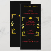 Black and Gold Wedding Menu Card メニュー (正面/裏面)