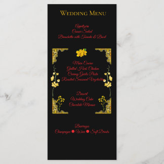 Black and Gold Wedding Menu Card メニュー