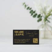 Black and Gold Wedding Photo Album Sharing QR Code エンクロージャーカード (スタンド正面)