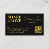 Black and Gold Wedding Photo Album Sharing QR Code エンクロージャーカード (正面)