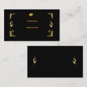 Black and Gold Wedding Place Card プレイスカード (正面/裏面)