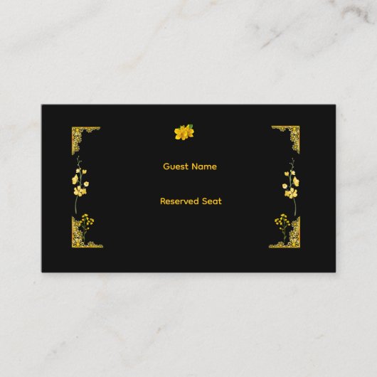 Black and Gold Wedding Place Card プレイスカード (正面)