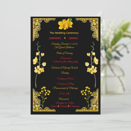 Black and Gold Wedding Program プログラム (スタンド正面)