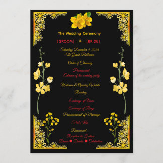 Black and Gold Wedding Program プログラム