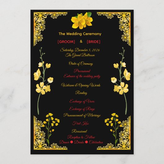 Black and Gold Wedding Program プログラム (正面)
