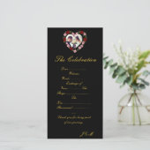 Black and Gold Wedding Program - Floral Rose Heart (スタンド正面)