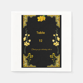 Black and Gold Wedding Table Number スタンダードカクテルナプキン