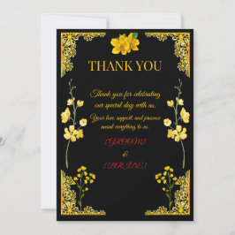 Black and Gold Wedding Thank You Card サンキューカード