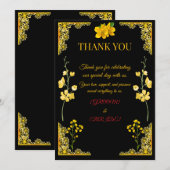 Black and Gold Wedding Thank You Card サンキューカード (正面/裏面)