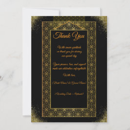 Black and Gold Wedding Thank You Card | Elegant  サンキューカード