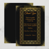 Black and Gold Wedding Thank You Card | Elegant サンキューカード (正面/裏面)