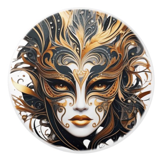 Black and Gold Woman Ceramic Knobs セラミックノブ (正面)