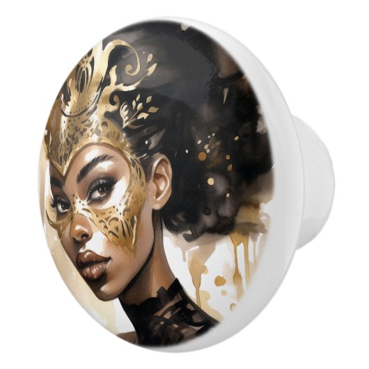 Black and Gold Woman Ceramic Knobs セラミックノブ (右)