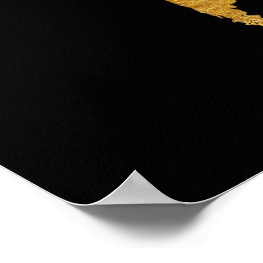 Black and Gold World Map ポスター (角)