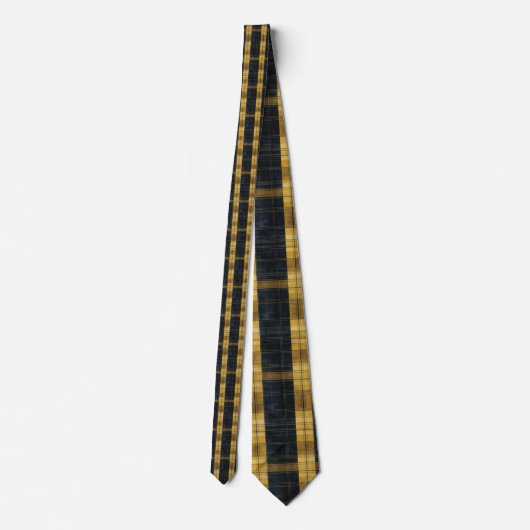 Black and Gold/Yellow Plaid Pattern Necktie Tie ネクタイ (裏面)