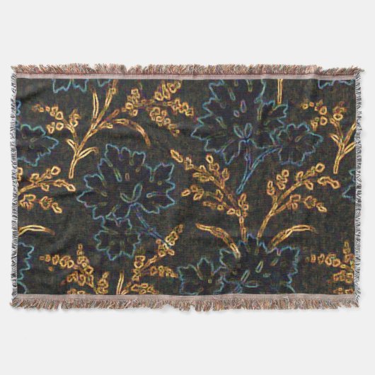 Black and Golden Motifs Throw Blanket スローブランケット (正面)