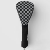 Black and Gray Checkered Print ゴルフヘッドカバー (正面)