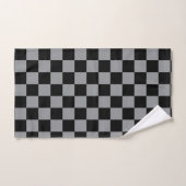 Black and Gray Checkered Print バスタオルセット (ハンドタオル)