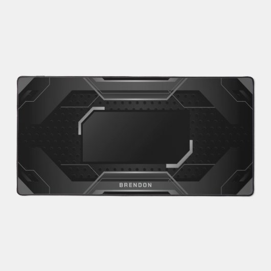 Black and Gray geometric gaming background デスクマット (正面)