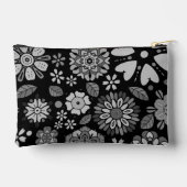 Black And Gray Retro Floral Art Seamless Pattern アクセサリーポーチ (裏面)