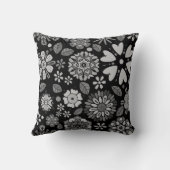 Black And Gray Retro Floral Art Seamless Pattern クッション (裏面)