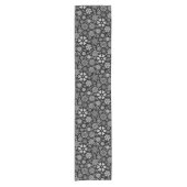Black And Gray Retro Floral Art Seamless Pattern ショートテーブルランナー (正面)