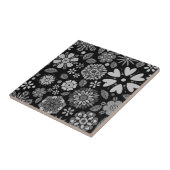 Black And Gray Retro Floral Art Seamless Pattern タイル (側面)