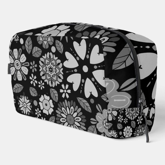 Black And Gray Retro Floral Art Seamless Pattern  ドップキット (右コーナー)