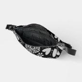 Black And Gray Retro Floral Art Seamless Pattern ファニーパック (見開き)