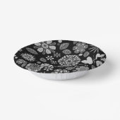 Black And Gray Retro Floral Art Seamless Pattern ペーパーボウル (傾斜あり)