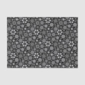 Black And Gray Retro Floral Art Seamless Pattern 薄葉紙 (正面)