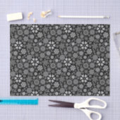Black And Gray Retro Floral Art Seamless Pattern 薄葉紙 (クラフト)