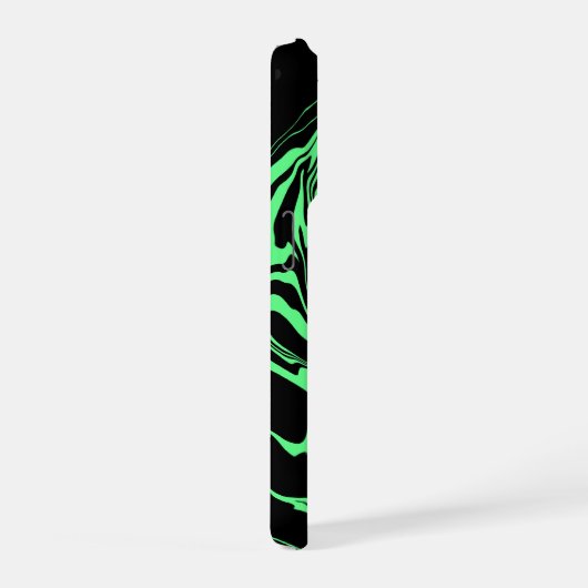 Black and Green Marble iPhoneケース (右側面)