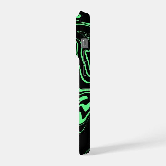 Black and Green Marble iPhoneケース (左側面)