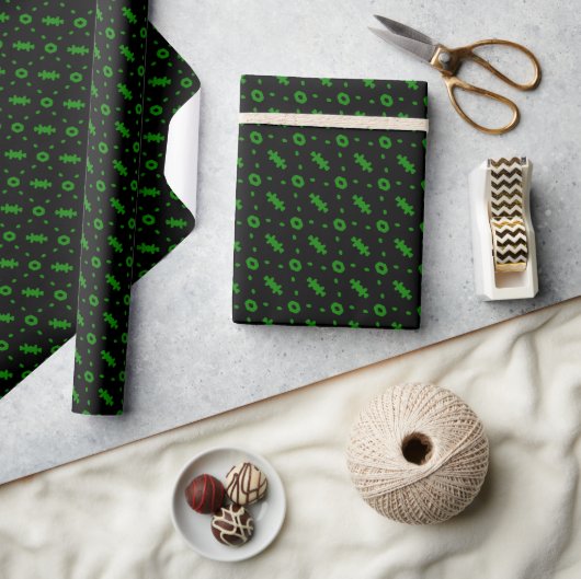Black And Green Modern Mudcloth Wrapping Paper ラッピングペーパー (クラフト)