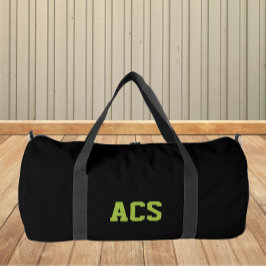 Black and Green School Colors with Letters ダッフルバッグ