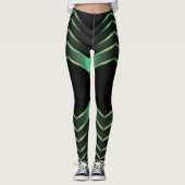 Black and green zigzag/chevron design leggings レギンス (正面)