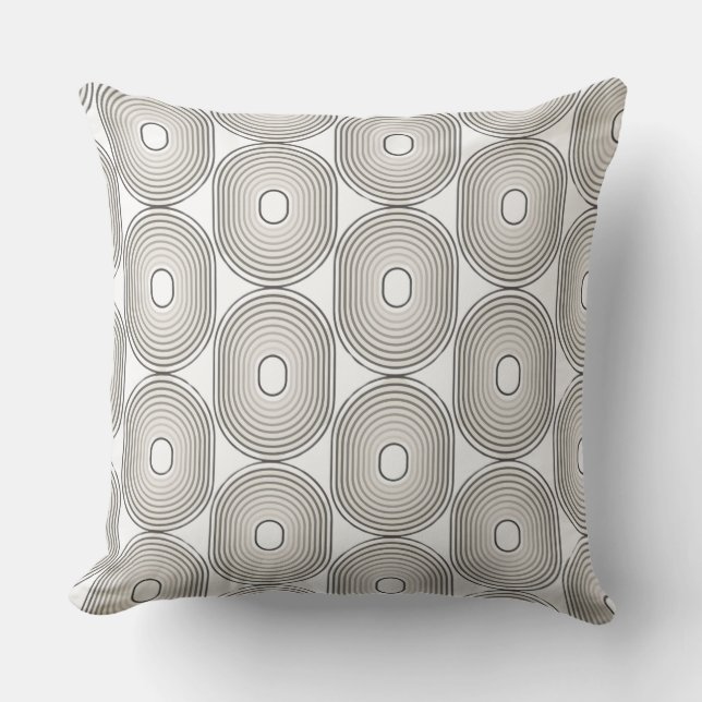 Black and Grey Circle Geometric Throw Pillow アウトドアクッション (正面)