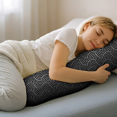 Black and Grey Modern Geometric Wavy Curved Lines ボディピロー