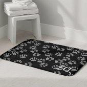 Black and Grey Paw Print Pattern Bath Mat バスマット