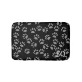 Black and Grey Paw Print Pattern Bath Mat バスマット (正面)