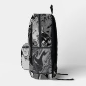 Black and Grey Swirl Art プリントバックパック (右)
