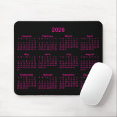 Black and Hot Pink 2026 Calendar マウスパッド (マウス)