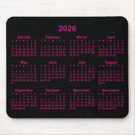 Black and Hot Pink 2026 Calendar マウスパッド