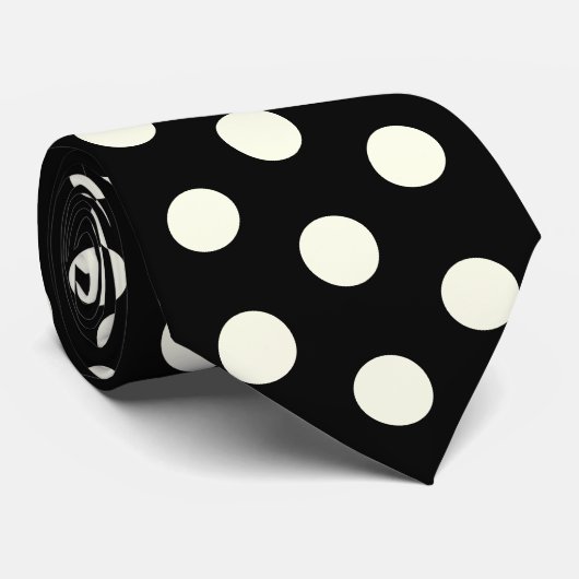 Black and Ivory Racing Silks Polka Dot Derby Day ネクタイ (ロール)